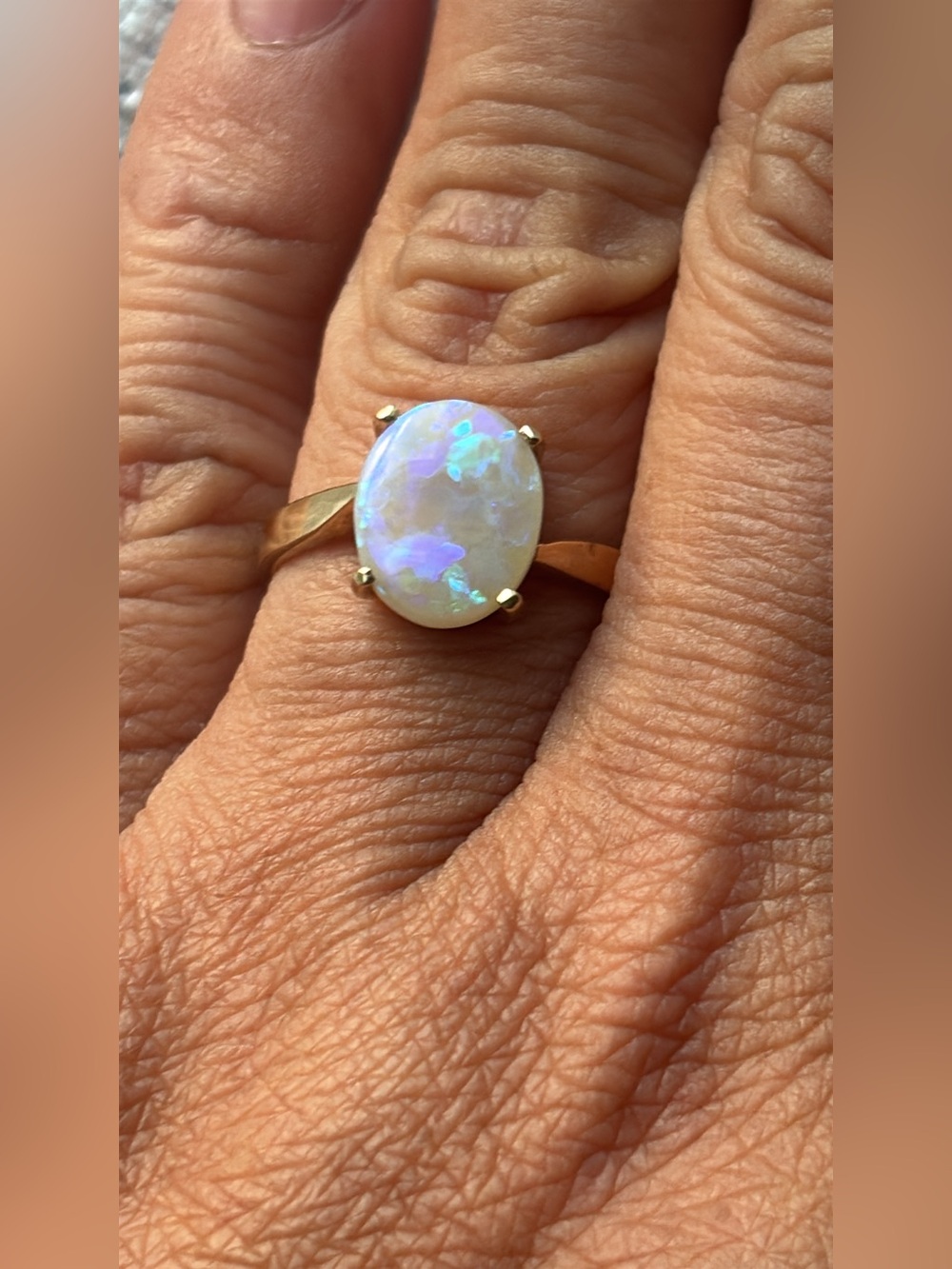 14k Gold Opal Doublet Ring